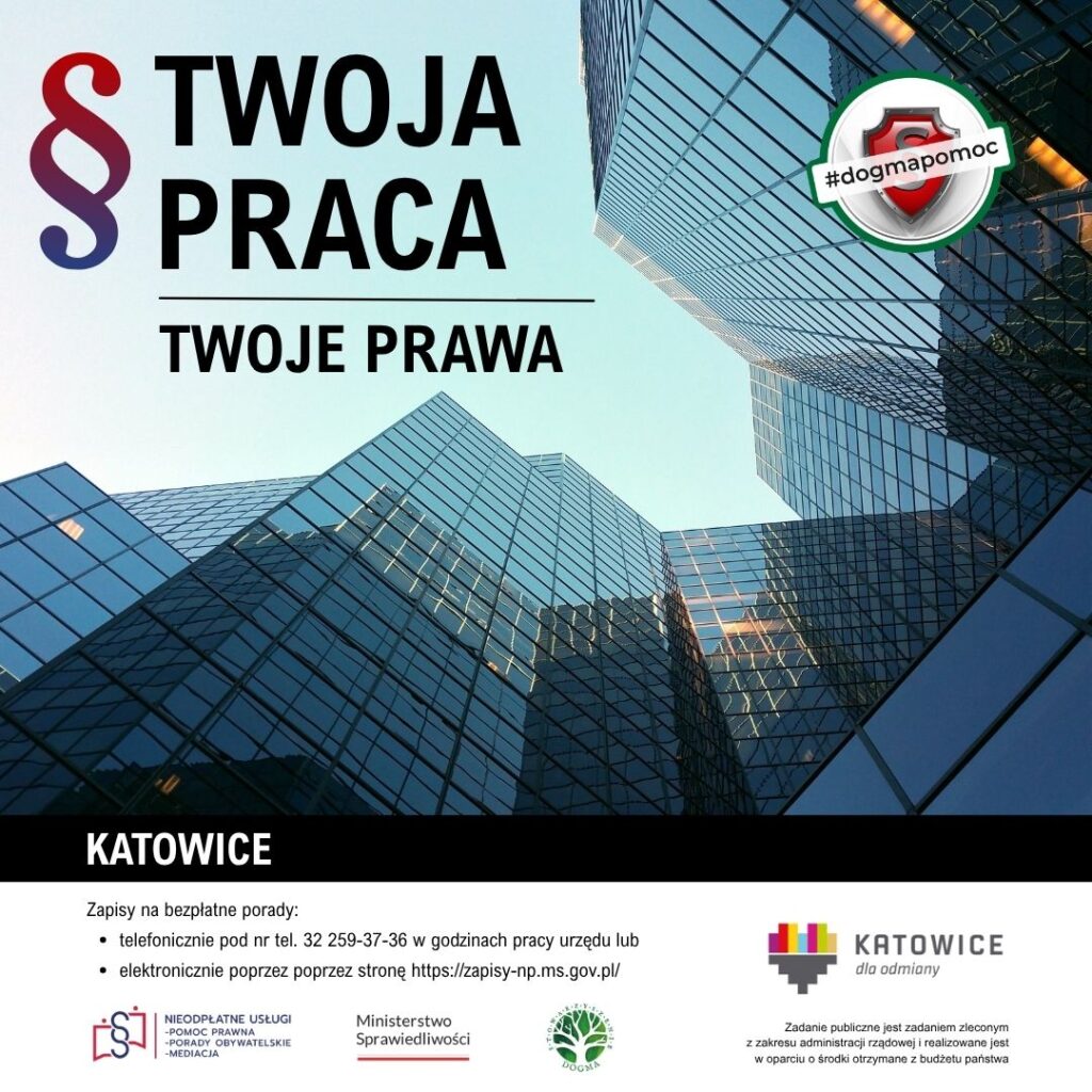 Twoja praca Twoje prawa - grafika z tytułem rozdziału kampanii oraz logotypami 