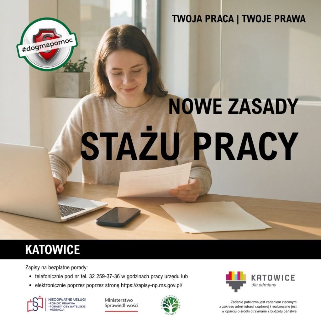 Nowe zasady stażu pracy - grafika z tytułem rozdziału kampanii oraz logotypami 