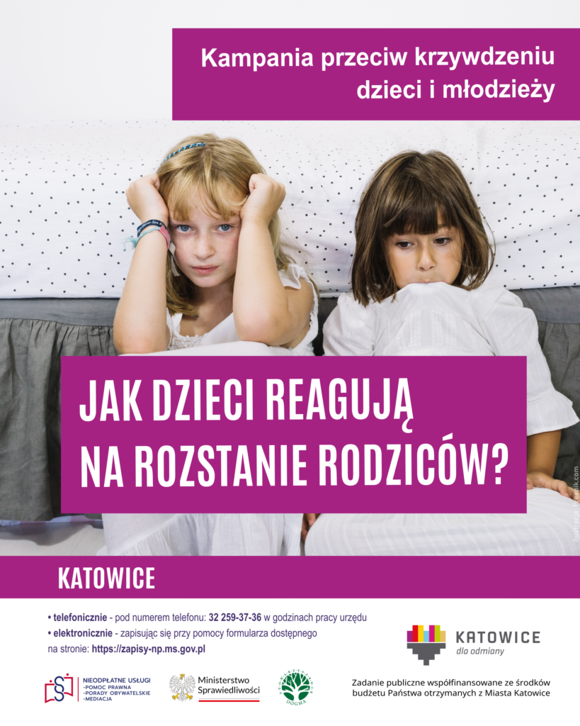 Grafika z tekstem: Jak dzieci reagują na rozstanie rodziców?