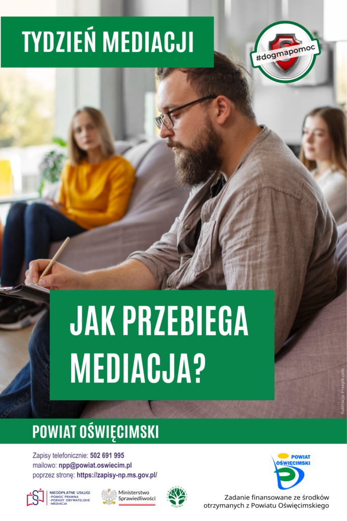 Ilustracja z hasłem: "Jak przebiega mediacja?"