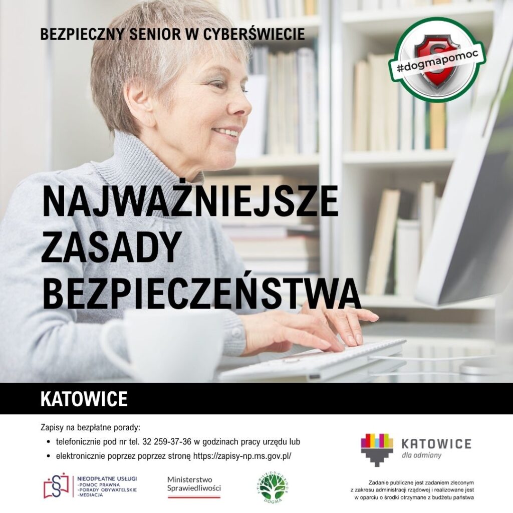 Najważniejsze zasady bezpieczeństwa seniora w internecie - grafika z tytułem rozdziału kampanii oraz logotypami 