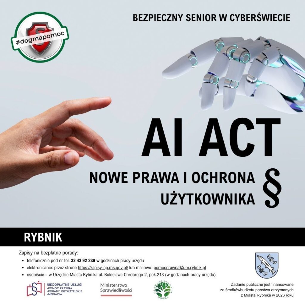 Grafika z tytułem: AI ACT Nowe prawa i ochrona użytkownika