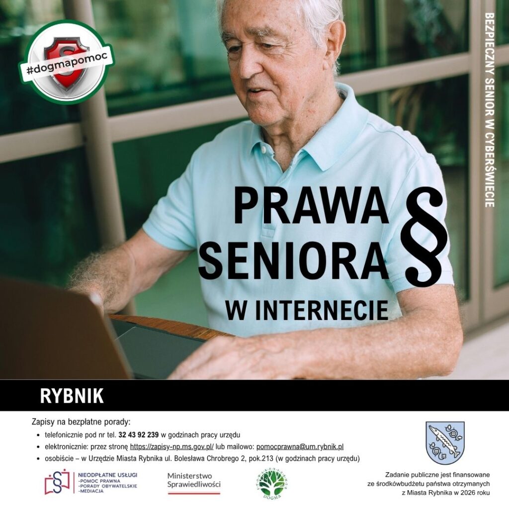 Grafika z tytułem: Prawa seniora w internecie