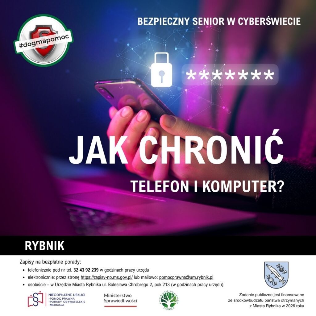 Grafika z tytułem: Jak chronić telefon i komputer?