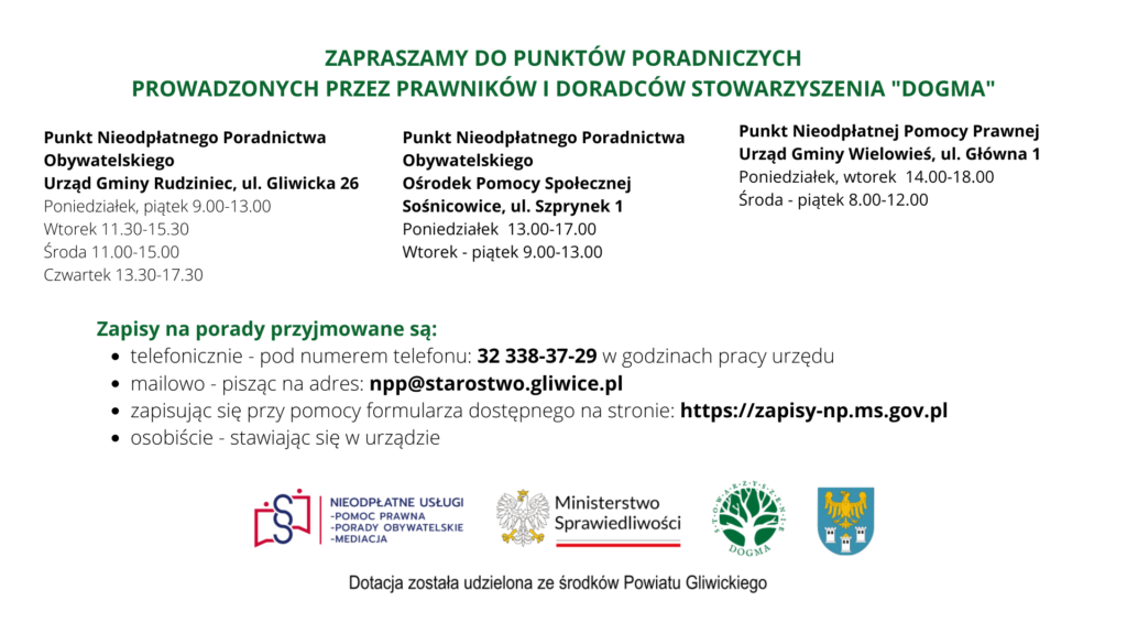 Punkty poradnicze i zapisy powiat gliwicki