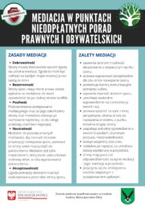 Ulotka PDF, Mediacja w punktach Nieodpłatnych Porad Prawnych i Obywatelskich