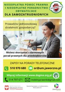 Ulotka prawna PDF. Nieodpłatna pomoc prawna i nieodpłatne poradnictwo obywatelskie dla samozatrudnionych. 