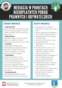 Ulotka prawna PDF. Mediacja w punktach nieodpłatnych porad prawnych i obywatelskich. 