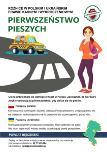 Ulotka w języku polskim Różnice w prawie polskim i ukraińskim - Pierwszeństwo pieszych