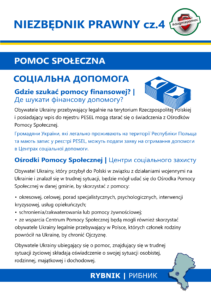 Informator prawny "Pomoc społeczna". Plik PDF w języku polskim i ukraińskim.